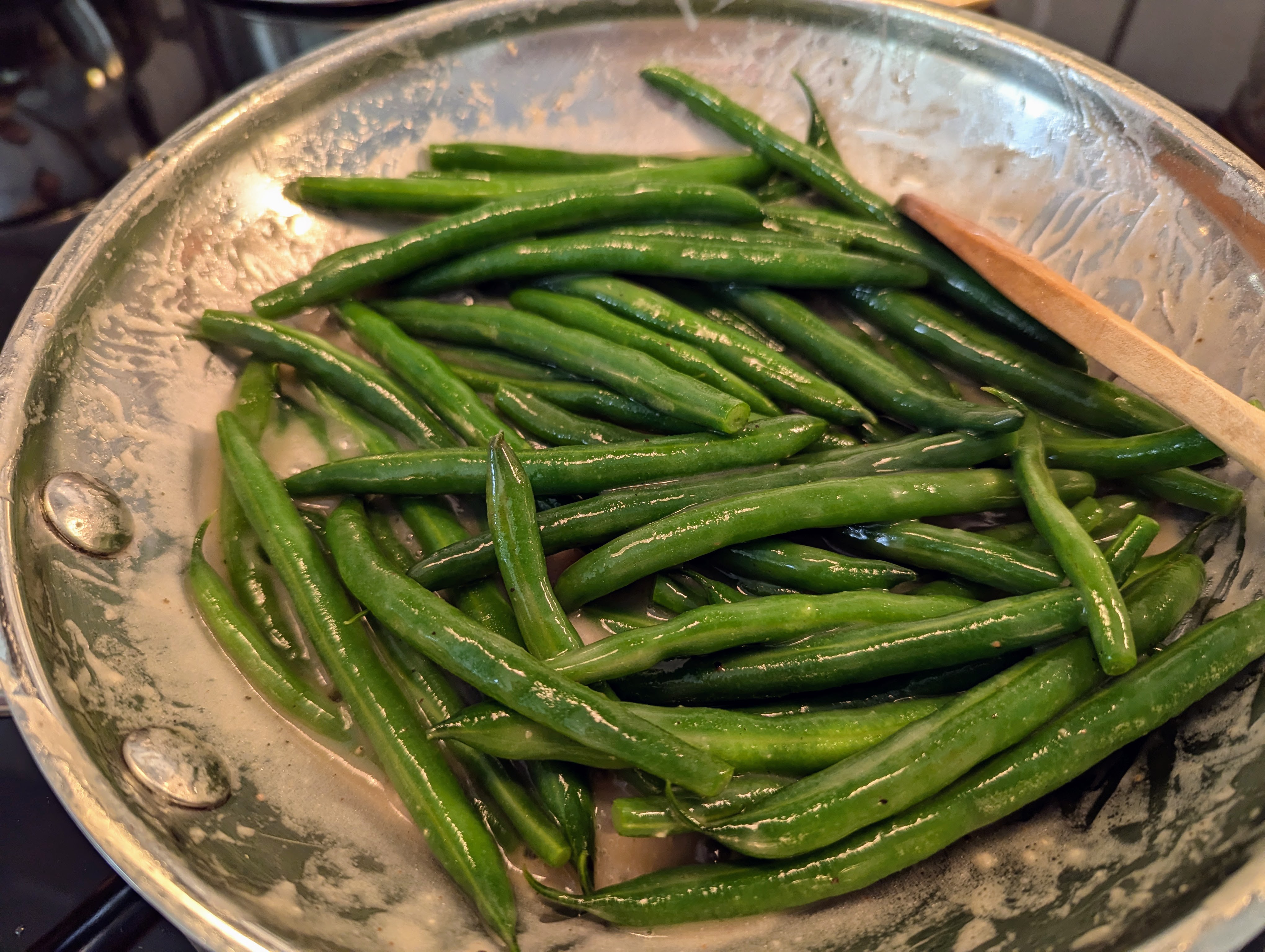 Haricots verts à la sauce au bacon de Ma